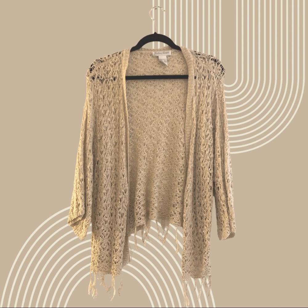 Fashion Ave Crochet Sweater With Fringe